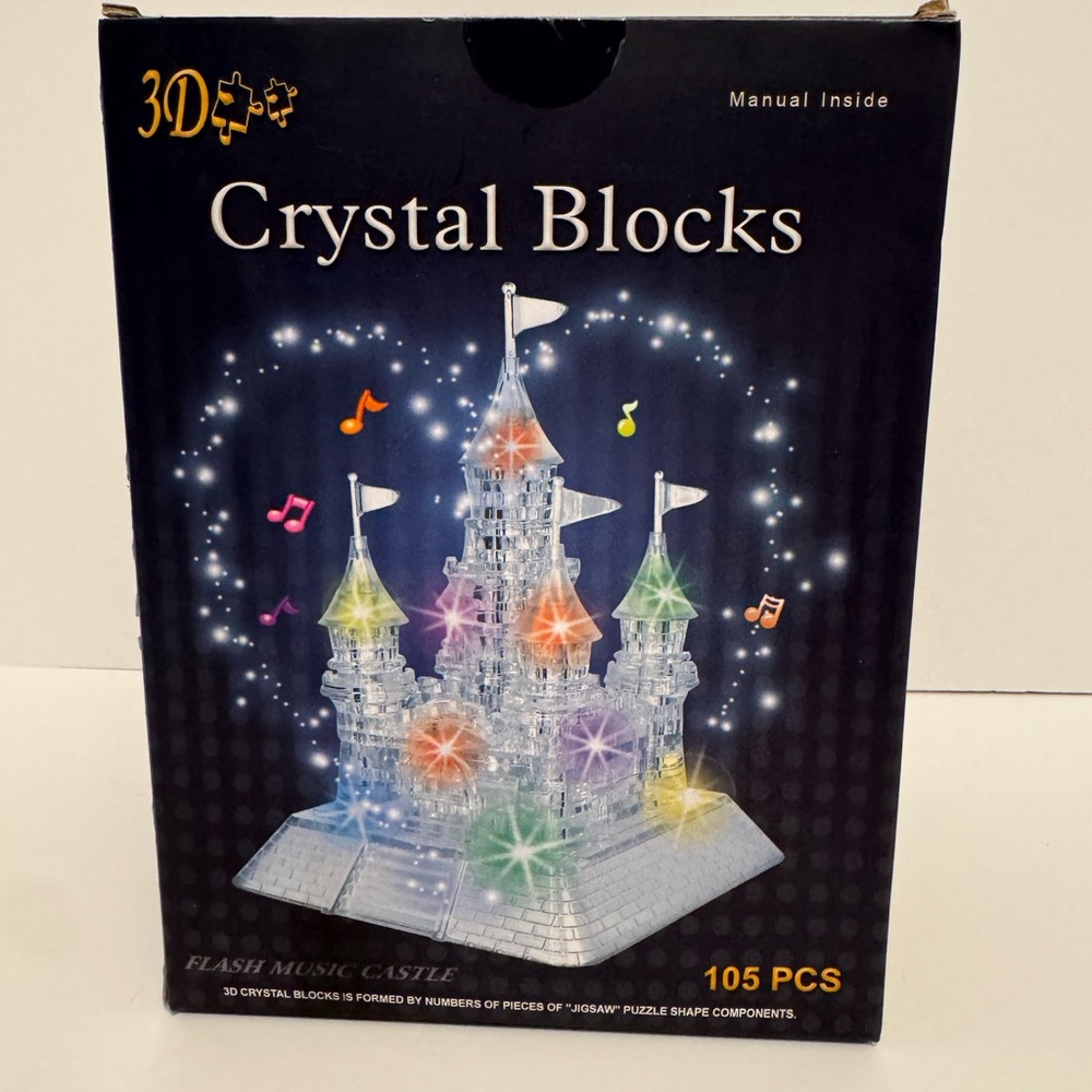 3D Crystal Blocks Flash Music Light-Up Castle Puzzle 105pcs New